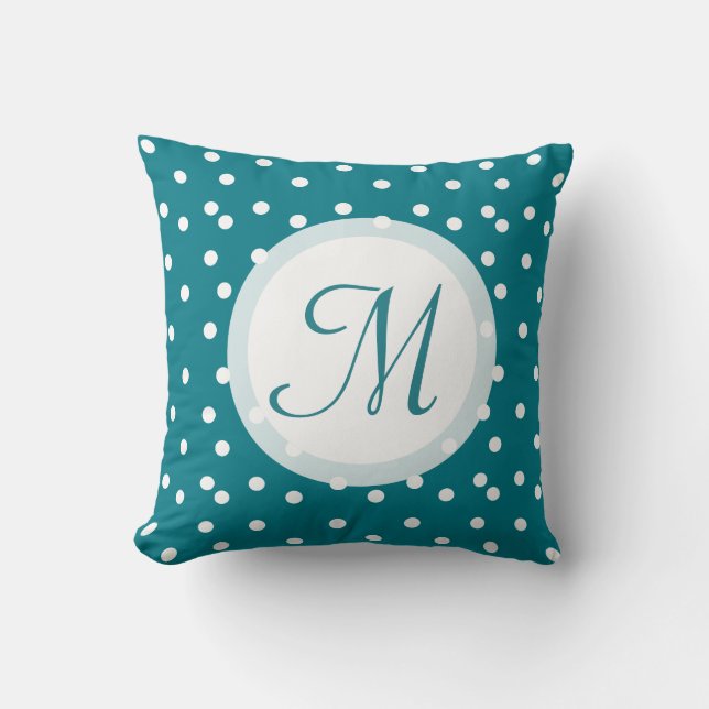 Trendy Confetti Stippen Monogrammed Bluish Green Kussen (Voorkant)