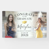Trendy Congrats 2 Photo Graduation Party Spandoek (Horizontaal)