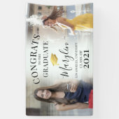 Trendy Congrats 2 Photo Graduation Party Spandoek (Verticaal)