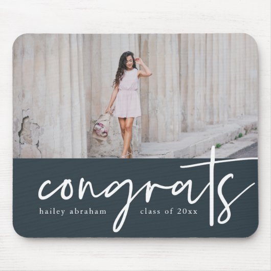 Trendy Congrats Afstuderen Foto Mousepad Muismat (Voorkant)