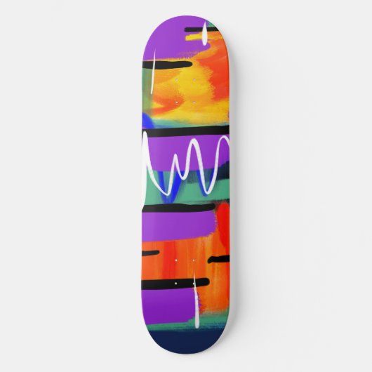 Trendy Cool Abstracte Kleurrijke Kunstwerk Mode Persoonlijk Skateboard (Voorkant)