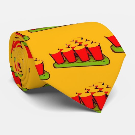 Trendy Cool Beer Pong Custom Stropdas (Opgerold)