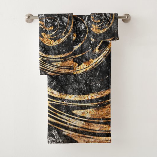 Trendy Cool Black Gold Marble Pattern Bad Handdoek (Insitu)