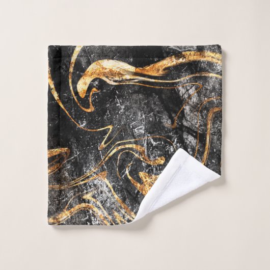 Trendy Cool Black Gold Marble Pattern Bad Handdoek (Wasdoekje)
