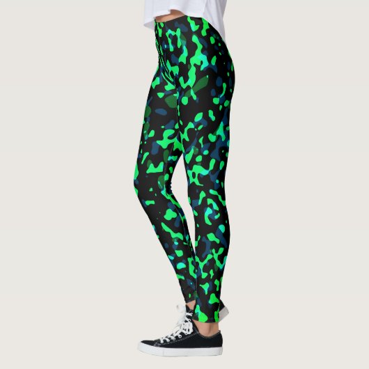 Trendy Cool Blue Green Camouflage Leggings (Links)