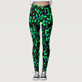 Trendy Cool Blue Green Camouflage Leggings