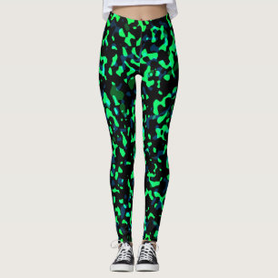 Trendy Cool Blue Green Camouflage Leggings