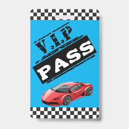 Trendy Cool Blue Race Car Birthday VIP Passen Badge