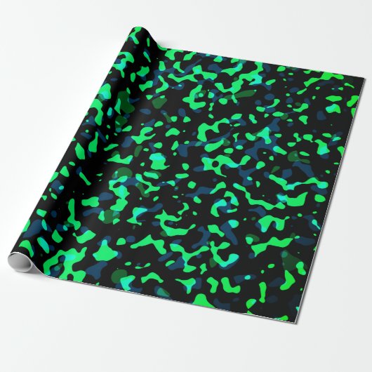 Trendy Cool Blue Seagreen Camouflage Pattern Cadeaupapier (Uitgerold)