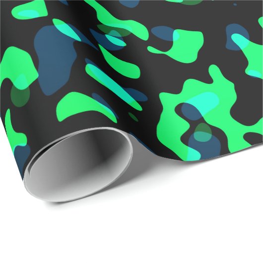 Trendy Cool Blue Seagreen Camouflage Pattern Cadeaupapier (Rol Hoek)