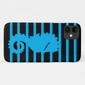 Trendy Cool Blue Seahorse Blue Stripe Black Unique Case-Mate iPhone Case (Achterkant (horizontaal))