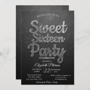 Trendy Cool Bokeh Sweet 16 Party Kaart