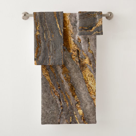 Trendy Cool Brown Gold Marble Pattern Bad Handdoek (Insitu)