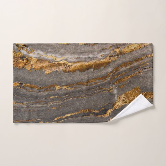 Trendy Cool Brown Gold Marble Pattern Bad Handdoek (Handdoek)