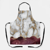 Trendy Cool Burgundy Gold Marble Stone Texture Schort (Voorkant)