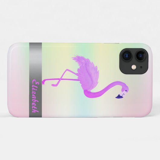 Trendy Cool Flamingo Holographic Iridescent Case-Mate iPhone Case (Achterkant (horizontaal))