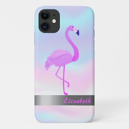 Trendy Cool Flamingo Holographic - Personalized Case-Mate iPhone Case (Achterkant)