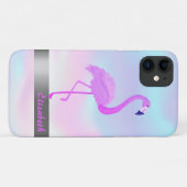 Trendy Cool Flamingo Holographic - Personalized Case-Mate iPhone Case (Achterkant (horizontaal))