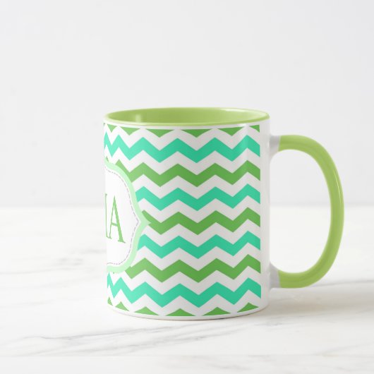 Trendy, cool, frisse chevron monogram initiaal mok (Rechts)