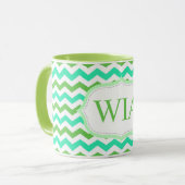 Trendy, cool, frisse chevron monogram initiaal mok (Voorkant links)