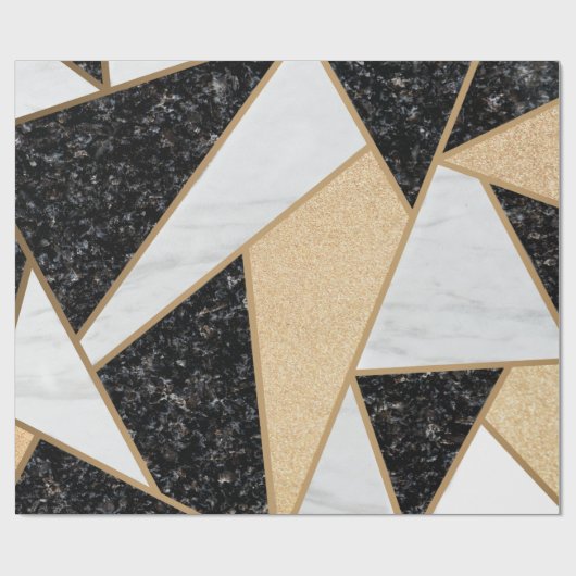 Trendy Cool Geometric Marble Texture Cadeaupapier (Vlak)