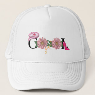 Trendy Cool Girl Bloemrijke Hoge Hakken & Hoed Trucker Pet