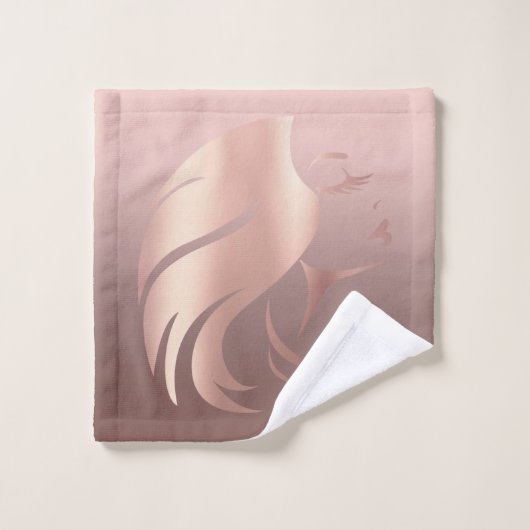 Trendy Cool Girl Face Silhouette Bad Handdoek (Wasdoekje)