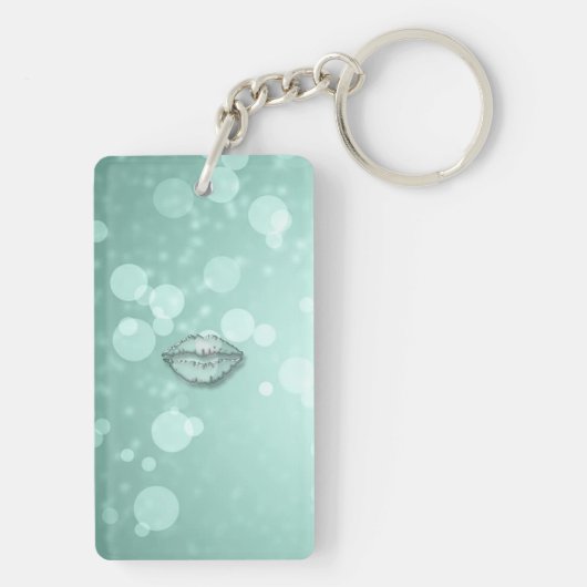 Trendy Cool Girly, Bokeh, Lips, Kiss me Sleutelhanger (achterkant)