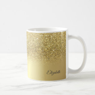 Trendy Cool Gold Glitter, Silver - op maat gemaakt Koffiemok