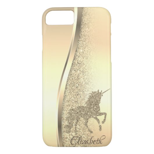Trendy Cool Gold Glitter Unicorn - Gepersonaliseer Case-Mate iPhone Case (Achterkant)