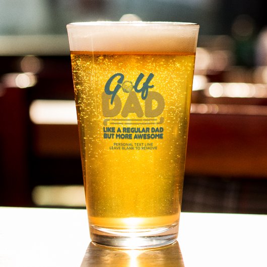 Trendy Cool "GOLF DAD" Blauwe Typografie Pint Glas