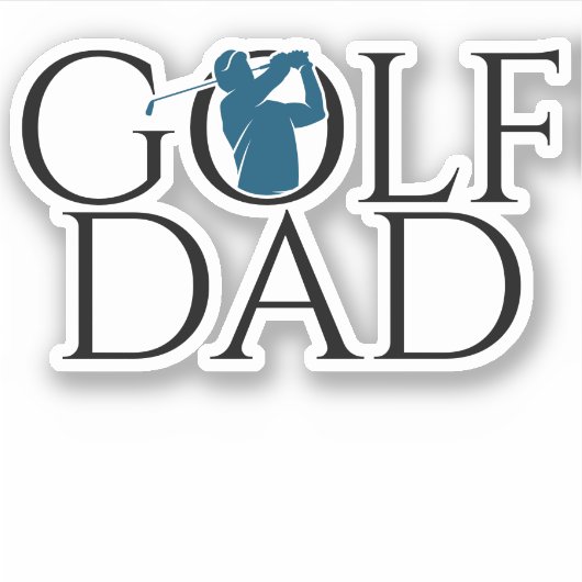 Trendy Cool "GOLF DAD" Blue Custom Cut Vinyl Sticker (Voorkant)