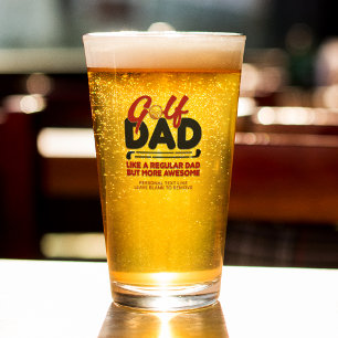 Trendy Cool "GOLF DAD" Red Typography Pint Glas