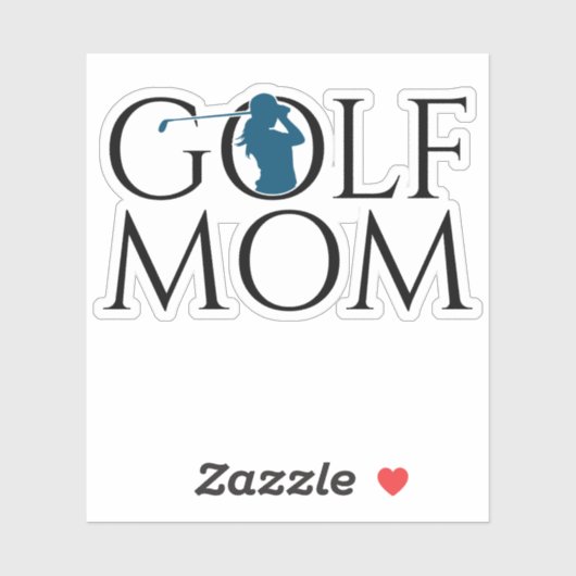 Trendy Cool "GOLF MOM" Blue Custom Cut Vinyl Sticker (Vel)