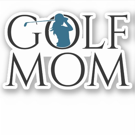 Trendy Cool "GOLF MOM" Blue Custom Cut Vinyl Sticker (Voorkant)
