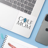 Trendy Cool "GOLF MOM" Blue Custom Cut Vinyl Sticker (Laptop met iPhone)