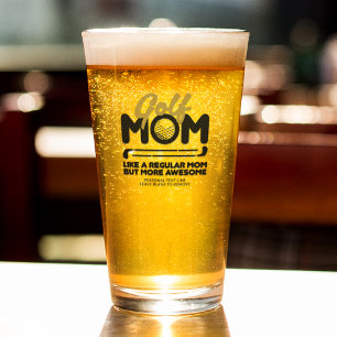 Trendy Cool "GOLF MOM" Gouden Typografie Pint Glas
