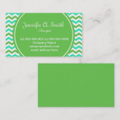 trendy, cool green en aqua blue chevron visitekaartje (Voorkant / Achterkant)