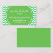 trendy, cool green en aqua blue chevron visitekaartje (Voorkant / Achterkant)