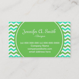 trendy, cool green en aqua blue chevron visitekaartje