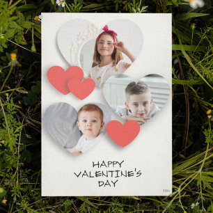 Trendy Cool Heart Photo Collage Wenskaart Feestdagenkaart