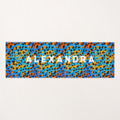 Trendy Cool Kleurrijke Luipaard Patroon en Naam Yogamat (Voorkant (horizontaal))