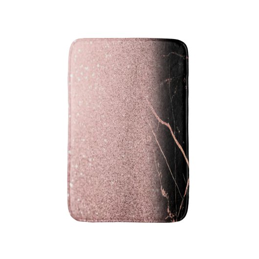 Trendy Cool Marble Stone, Roos Gold Glitter Badmat (Voorkant Verticaal)