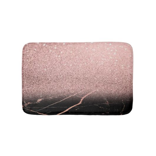 Trendy Cool Marble Stone, Roos Gold Glitter Badmat (Voorkant)