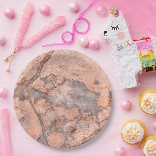 Trendy Cool Marble Stone Texture Papieren Bordje (Feest)