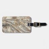 Trendy Cool Marmerstructuur, met monogram persona Bagagelabel (Voorkant horizontaal)