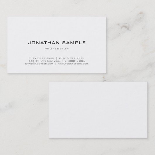 Trendy Cool minimalist Design Modern Luxury Plain Visitekaartje (Voorkant / Achterkant)