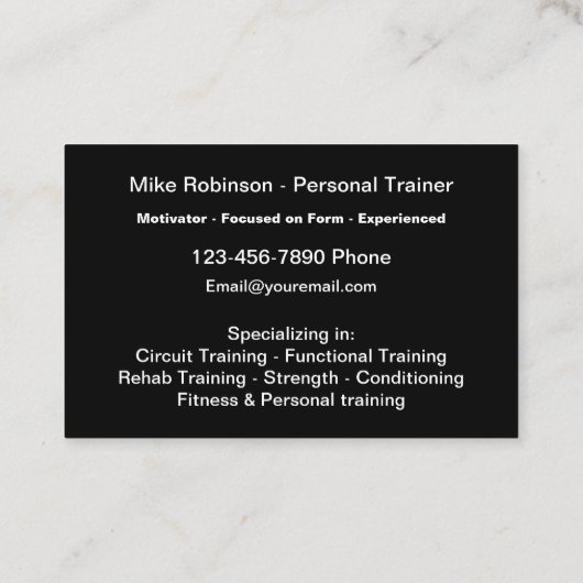 Trendy Cool Personal Trainer Fitness Visitekaartje (Achterkant)