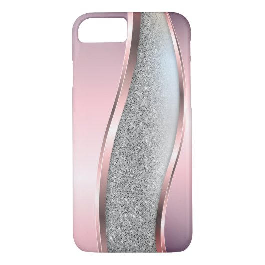 Trendy Cool Pink, Silver Glitter - Gepersonaliseer Case-Mate iPhone Case (Achterkant)