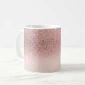 Trendy Cool Roos Gold Glitter - Gepersonaliseerd Koffiemok (Voorkant links)